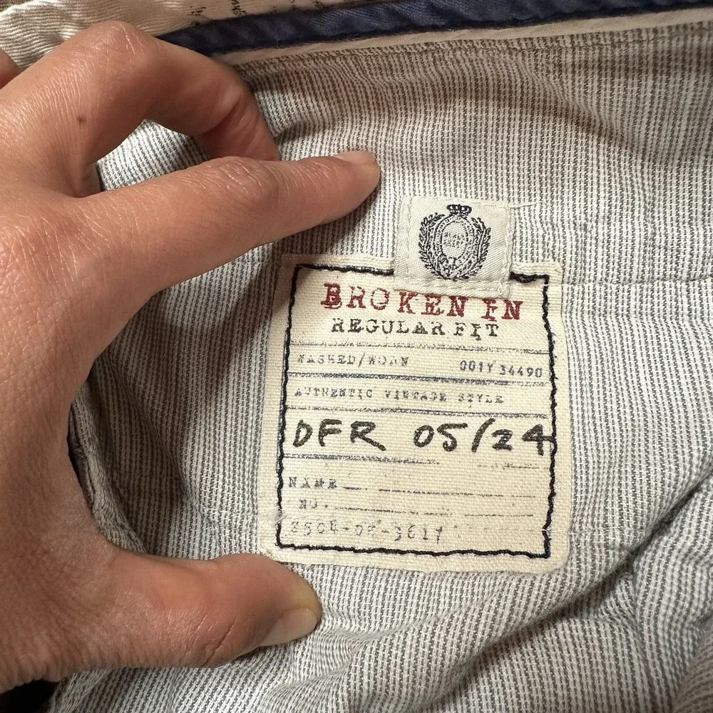 J Crew‎ Broken In Regular Fit Chino Khaki Shorts Men 35W Solid Beige Flat Front